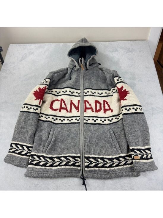 unbranded Other - VTG Ark Imports Men's Size XXL 100% New Zealand Wool Cowichan Maple Leaf Jacket
